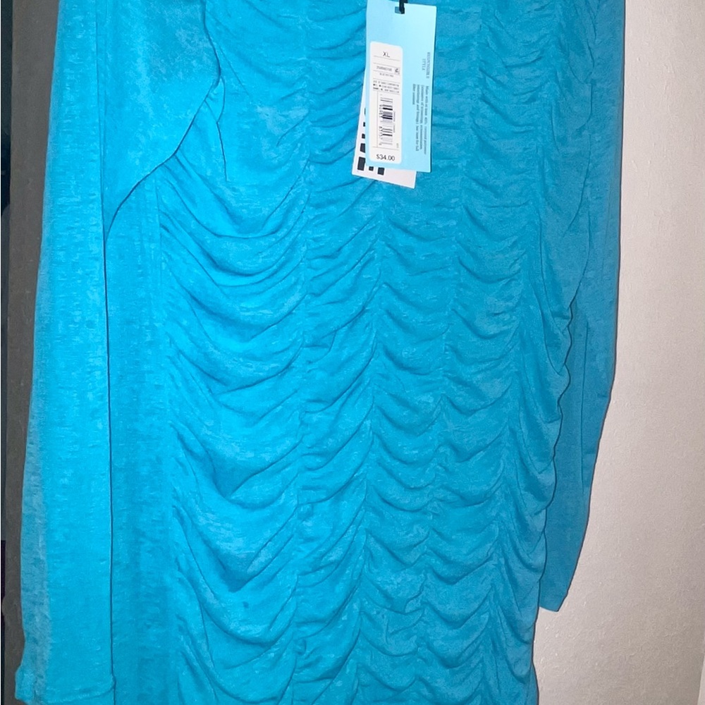 Vibrant Blue Ruched Long Sleeve Top
